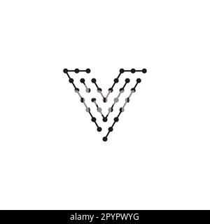 Letter v molecules, lines symbol simple logo vector Stock Vector
