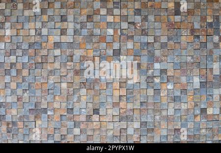 Brown square ceramic tiles pattern macro close up background Stock Photo