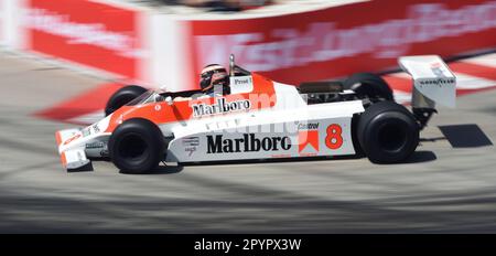 The M30 McLaren at the Long Beach Grand Prix, driven by Alain Prost in the 1980 F1 season. Stock Photo