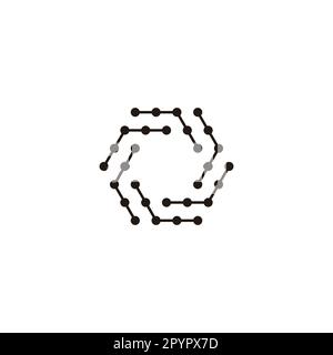 Line molecules, rounded hexagon geometric symbol simple logo vector Stock Vector
