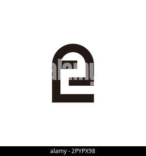 Letter e number 2 outline geometric symbol simple logo vector Stock Vector