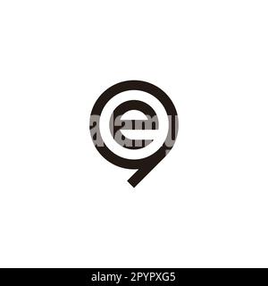 Letter e in 9, circle geometric symbol simple logo vector Stock Vector