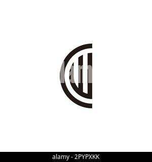 Letter CW semicircle geometric symbol simple logo vector Stock Vector