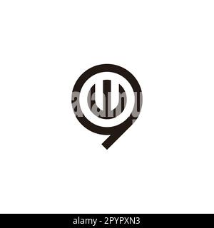 Letter w in 9, circle geometric symbol simple logo vector Stock Vector