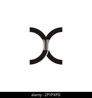 Letter yx xy y x curve, outline geometric symbol simple logo vector Stock Vector