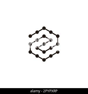 Letter z spiral, hexagon, molecules geometric symbol simple logo vector Stock Vector