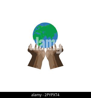 Earth, planet, hand geometric symbol simple logo vector Stock Vector