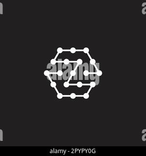 Letter Z rounded, hexagon, molecules geometric symbol simple logo vector Stock Vector