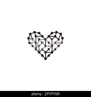 Heart, molecules, structure geometric symbol simple logo vector Stock Vector