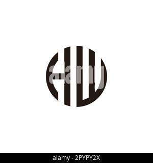 Letter HW circle, stripe geometric symbol simple logo vector Stock Vector