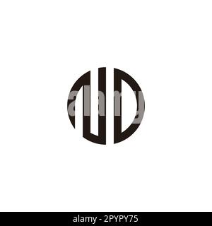 Letter ND circle, stripe geometric symbol simple logo vector Stock Vector