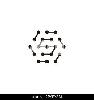 Letter S hexagon, molecules rounded geometric symbol simple logo vector Stock Vector