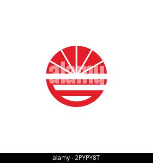 Number 6 sunset, circle, line geometric symbol simple logo vector Stock Vector
