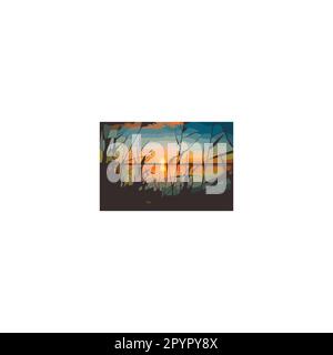 Natural, sunrise, illustration geometric symbol simple logo vector Stock Vector