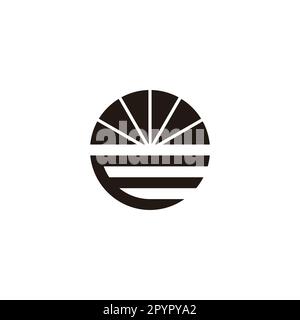Letter E sun, shine geometric symbol simple logo vector Stock Vector