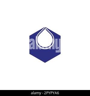 Hexagon, line water drop geometric symbol simple logo vector Stock Vector