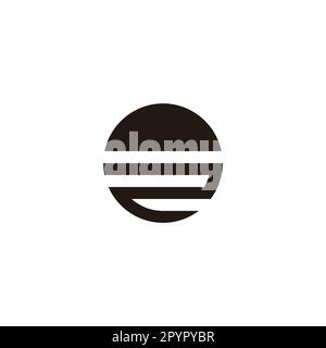 Number 2 sun, circle geometric symbol simple logo vector Stock Vector