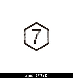 Number 7 hexagon, line geometric symbol simple logo vector Stock Vector