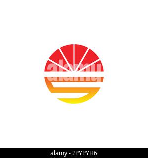 Letter S sunset, shine geometric symbol simple logo vector Stock Vector