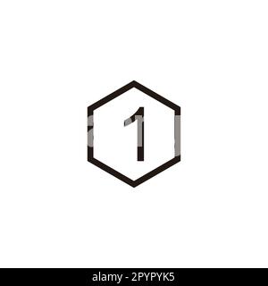 Number 1 hexagon line geometric symbol simple logo vector Stock Vector