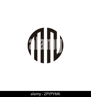 Letter mn circle, stripe geometric symbol simple logo vector Stock Vector