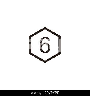 Number 6 hexagon line geometric symbol simple logo vector Stock Vector