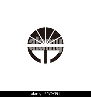Letter m sun, bright, circle geometric symbol simple logo vector Stock Vector