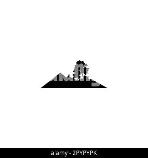 Tree, mountains, illustration geometric symbol simple logo vector Stock Vector