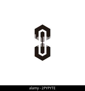 Letter n and u, number 8 hexagons geometric symbol simple logo vector Stock Vector