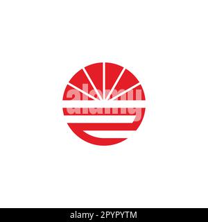 Number 2, sunset, circle geometric symbol simple logo vector Stock Vector