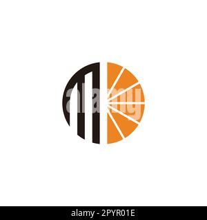 Letter m orange, circle geometric symbol simple logo vector Stock Vector