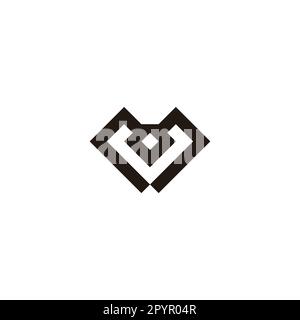 Letter M diamond, outline geometric symbol simple logo vector Stock Vector