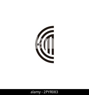 Letter HM semicircle geometric symbol simple logo vector Stock Vector