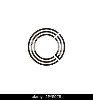 Letter C and W circle, lines geometric symbol simple logo vector Stock Vector