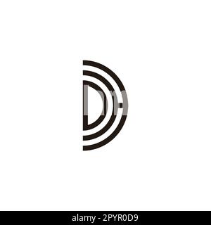 Letter DH semicircle geometric symbol simple logo vector Stock Vector