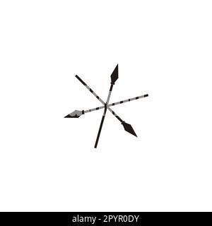 Three spears, snowflake geometric symbol simple logo vector Stock Vector
