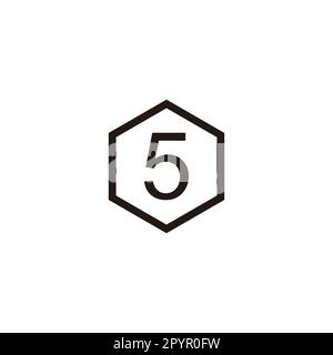 Number 5 hexagon line geometric symbol simple logo vector Stock Vector