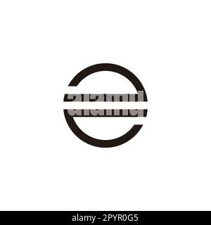 Number 2 double lines, circle geometric symbol simple logo vector Stock Vector