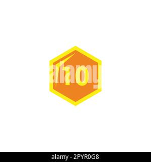 Number 10 hexagon, gold geometric symbol simple logo vector Stock Vector