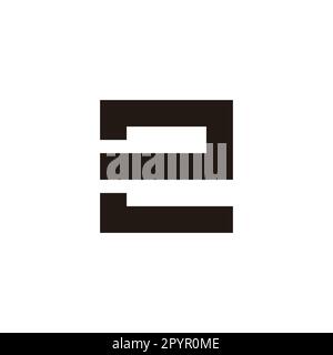 Letter e number 2 square, stripe geometric symbol simple logo vector Stock Vector