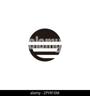 Letter e sunset, circle geometric symbol simple logo vector Stock Vector