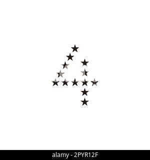 Number 4, stars geometric symbol simple logo vector Stock Vector