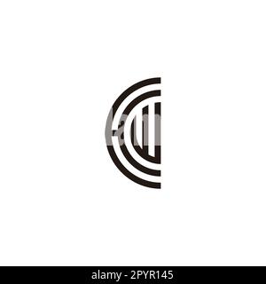 Letter HW semicircle geometric symbol simple logo vector Stock Vector