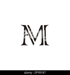 Letter AM double, lines geometric symbol simple logo vector Stock Vector