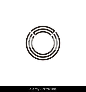 Letter O number 2 lines, circle geometric symbol simple logo vector Stock Vector