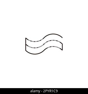 Number 6 flag, line geometric symbol simple logo vector Stock Vector