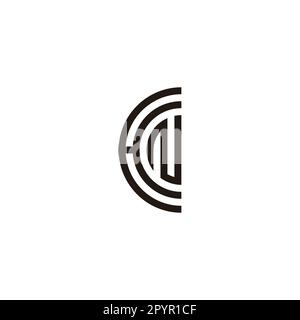 Letter HN semicircle geometric symbol simple logo vector Stock Vector
