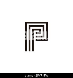 Letter p lines, square geometric symbol simple logo vector Stock Vector