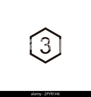 Number 3 hexagon, line geometric symbol simple logo vector Stock Vector