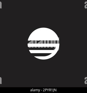 Number 3 sunset, circle geometric symbol simple logo vector Stock Vector